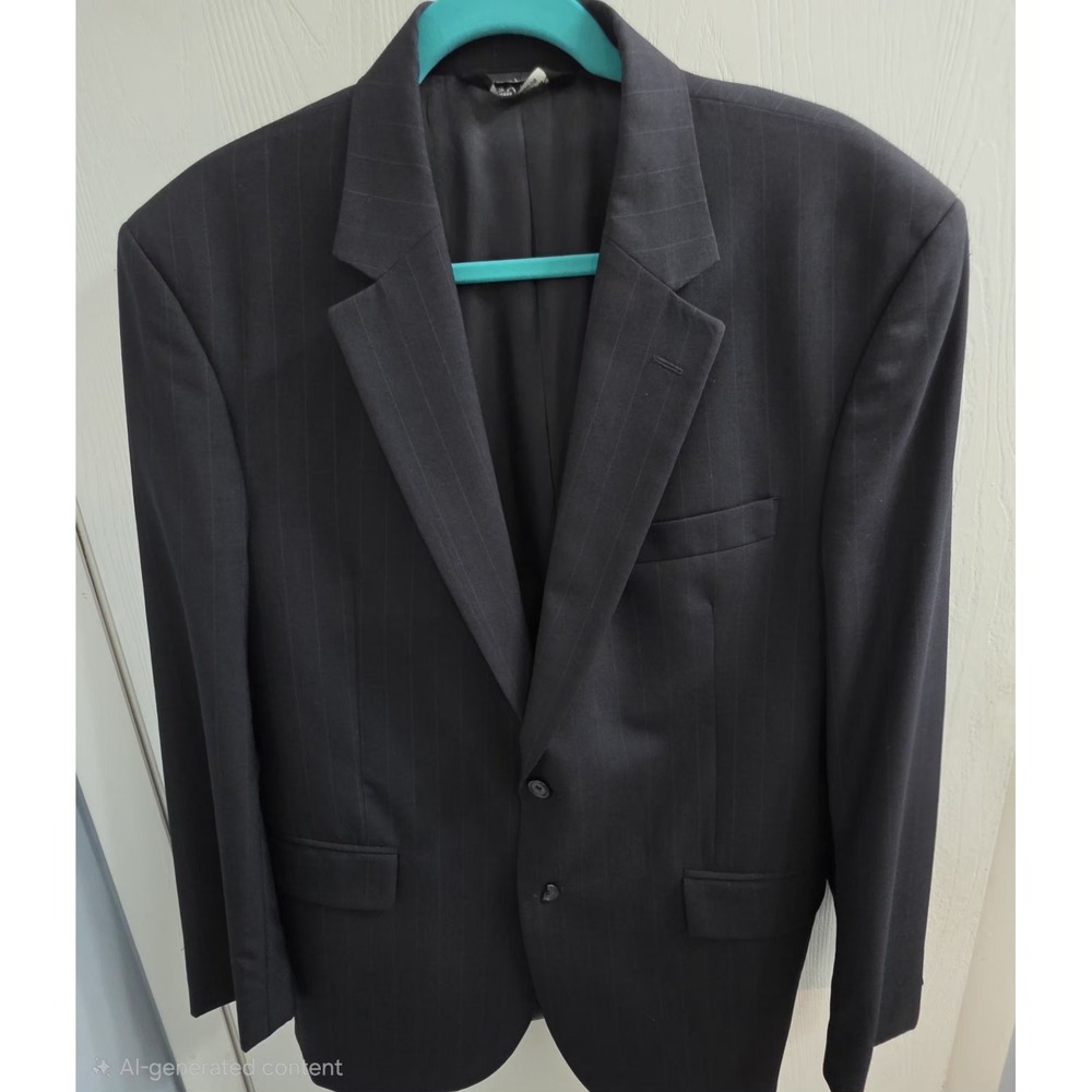 JOS. A. BANK 100% Wool Black Pinstripe Blazer Suit Coat Black Mens 42R FLAW